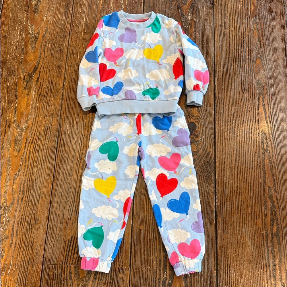Mini Boden Rainbow Balloon Sweatsuit Set